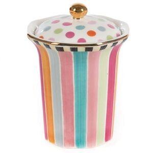 SOLD‼️  Mackenzie-Childs Ribbon & Dot Bathroom Canister